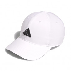 Adidas 透氣運動帽(白/3黑斜Logo)#0464