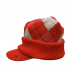 Mizuno時尚保暖帽沿毛線帽(紅灰)#250562