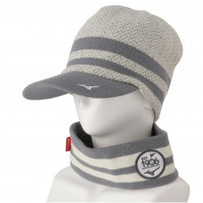 Mizuno專利發熱保暖針織運動帽(灰白)#50505