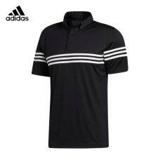 Adidas golf 三條紋短袖Polo衫-黑色