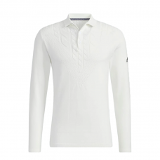 Adidas 絞花長袖針織POLO衫(白)#GT3657