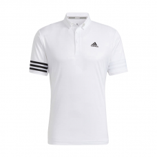 Adidas素面壓紋三條紋POLO衫(白)#HA3115