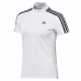 Adidas 女仕圓立領三條紋肩線短袖POLO衫(白)#HA0221