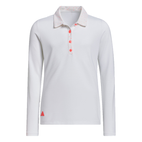 Adidas女童長袖Polo衫(白.桃粉釦)#KW1654 Adidas女童長袖Polo衫(白.桃粉釦)#KW1654