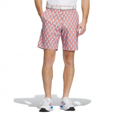 Adidas男短褲(白底桔藍菱格)#9026