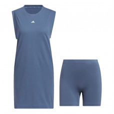 Adidas女無袖洋裝(紫藍/兩側3白直條)#7193